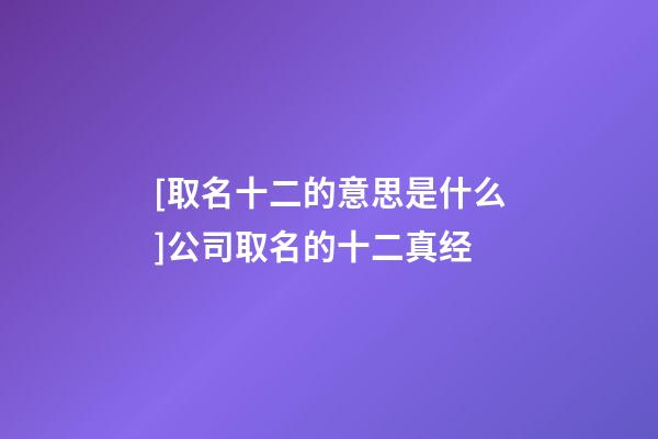 [取名十二的意思是什么]公司取名的十二真经-第1张-公司起名-玄机派